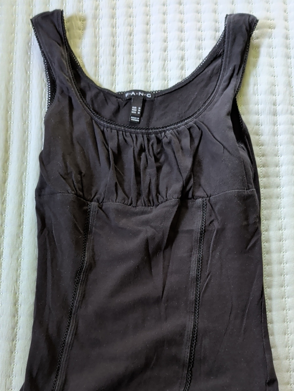 FANG Black Gathered Scoop Neck Tank
